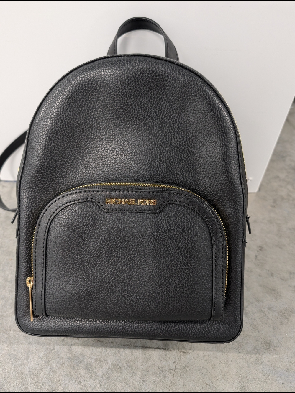 Michael Kors Black Pebbled Backpack with Gold Accents